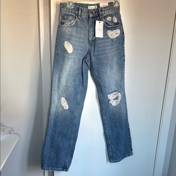 Anine Bing Jackie High Waisted Straight Leg Distressed Jean Size 25 Vintage Blue - Picture 2 of 4